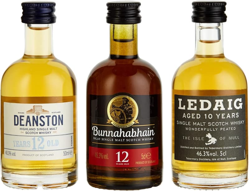 Schottisches Whisky-Miniaturenset: Ledaig, Bunnahabhain, Deanston (3 x 0,05 l)