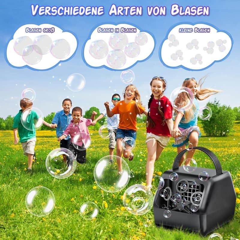 Automatische Seifenblasenmaschine mit eingebauter Batterie für Feste