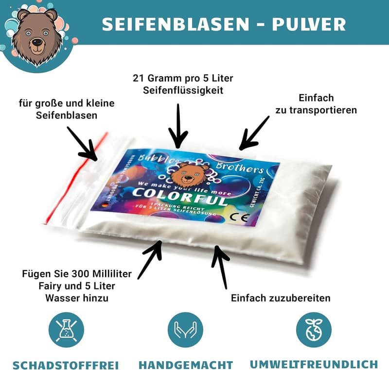 Seifenblasenflüssigkeit für Riesenseifenblasen, 2 x 5 Liter