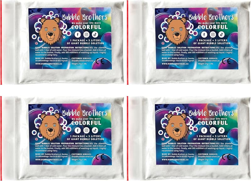 Riesenseifenblasen Pulver für 20 Liter - Große, haltbare Seifenblasen