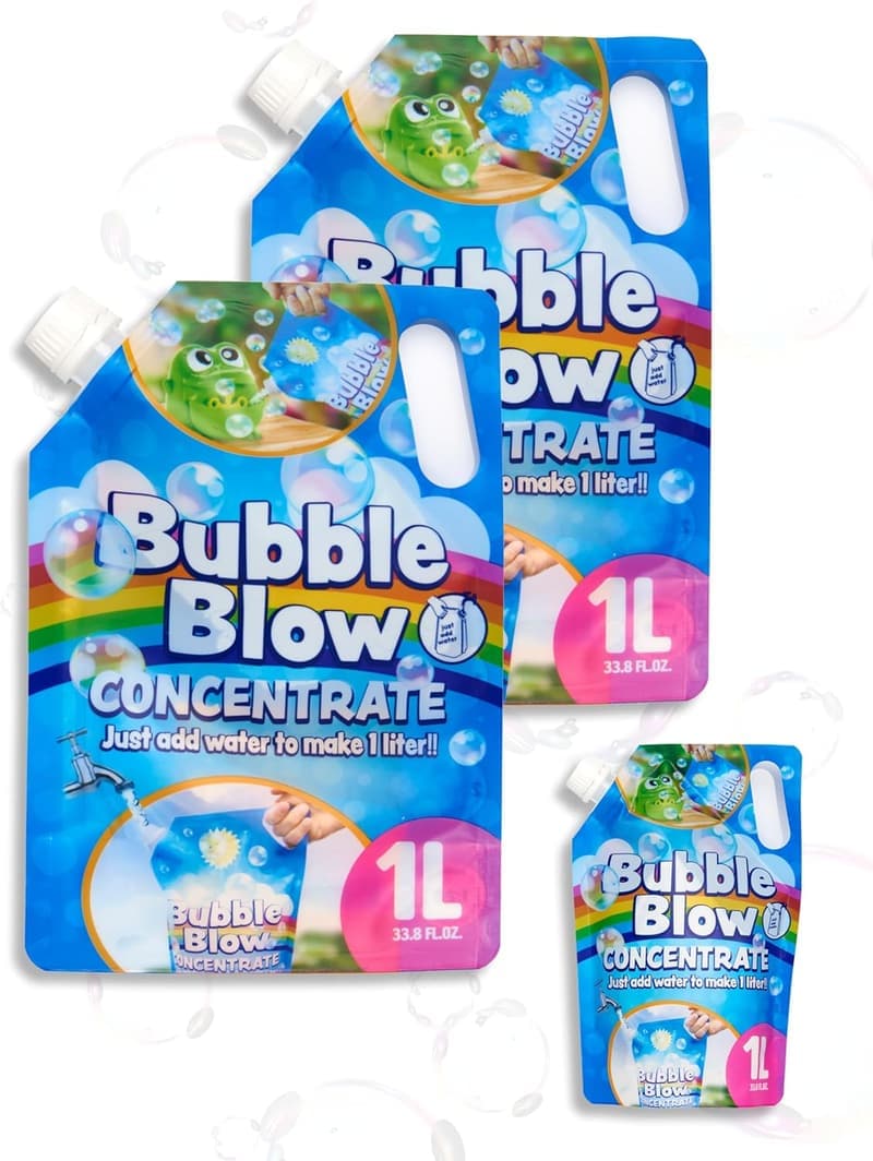 Seifenblasen Flüssigkeit Konzentrat für Kinder, 3 x 1L Nachfüllbeutel