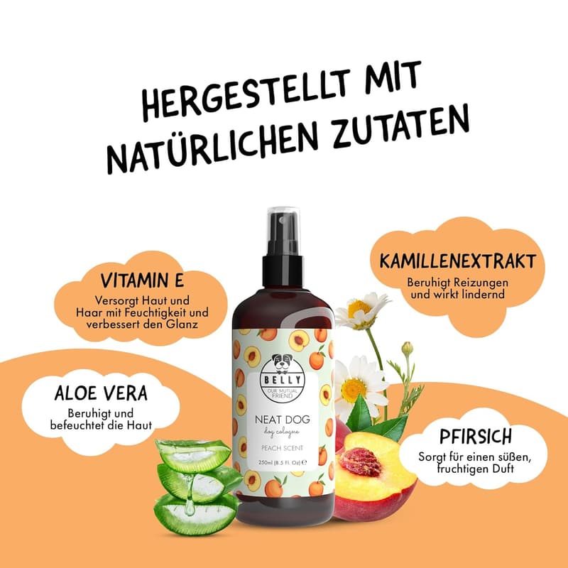 Hundeparfüm mit fruchtigem Pfirsich – 250ml Duftspray für Hunde&Pflege
