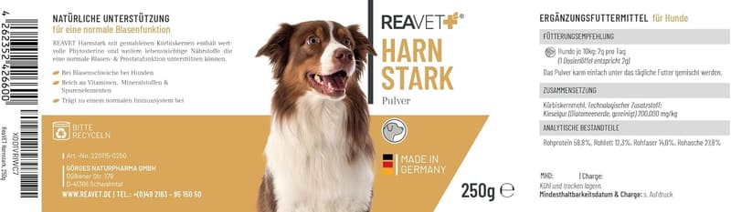 Harnstark für Hunde – 250g Kürbiskernprotein zur Unterstützung der Blasenfunktion
