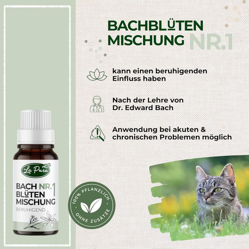 Beruhigende Bachblüten für Hunde & Katzen gegen Stress 10 g