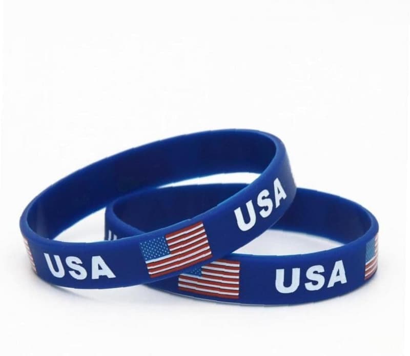 Amerikanische Flagge Silikonarmbänder, 2er Set, für Unabhängigkeitstag