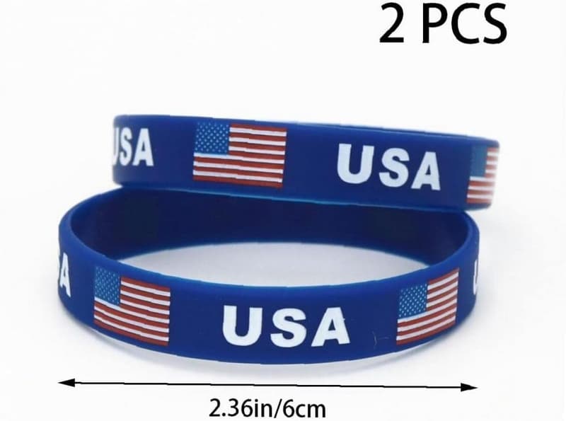 Amerikanische Flagge Silikonarmbänder, 2er Set, für Unabhängigkeitstag