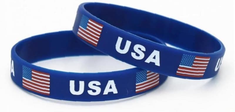 Amerikanische Flagge Silikonarmbänder, 2er Set, für Unabhängigkeitstag