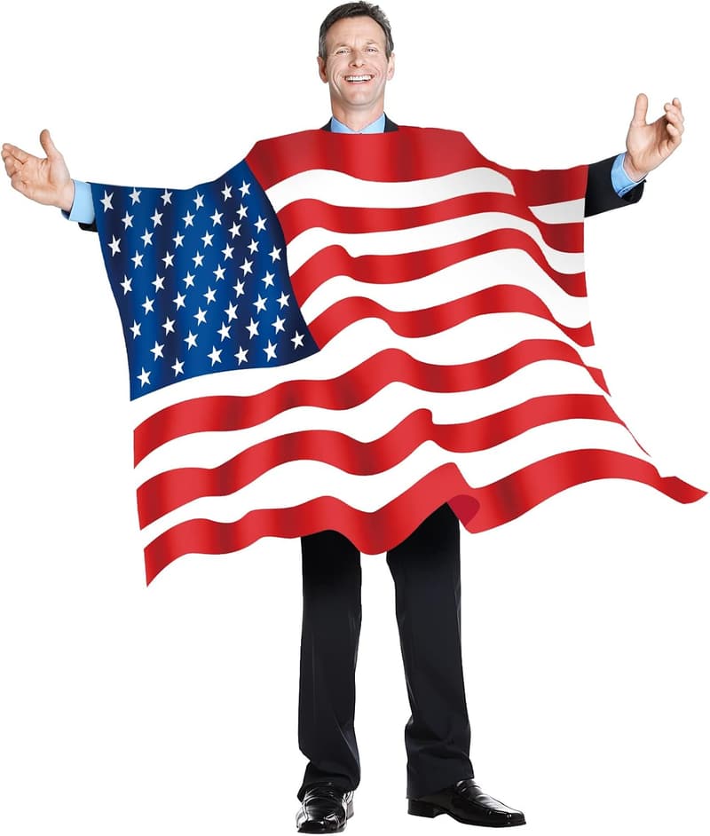 Tragbarer Umhang mit amerikanischer Flagge und Ärmeln, Mehrfarbig