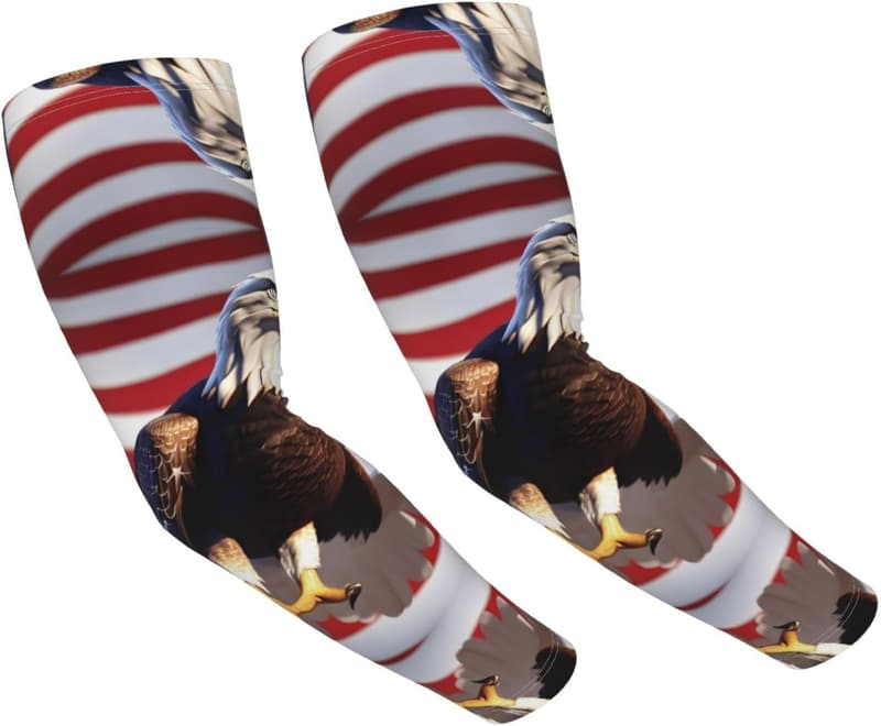Kühlende Ärmel für Erwachsene mit Weißkopfseeadler-Design, Schwarz, Sonnenschutz