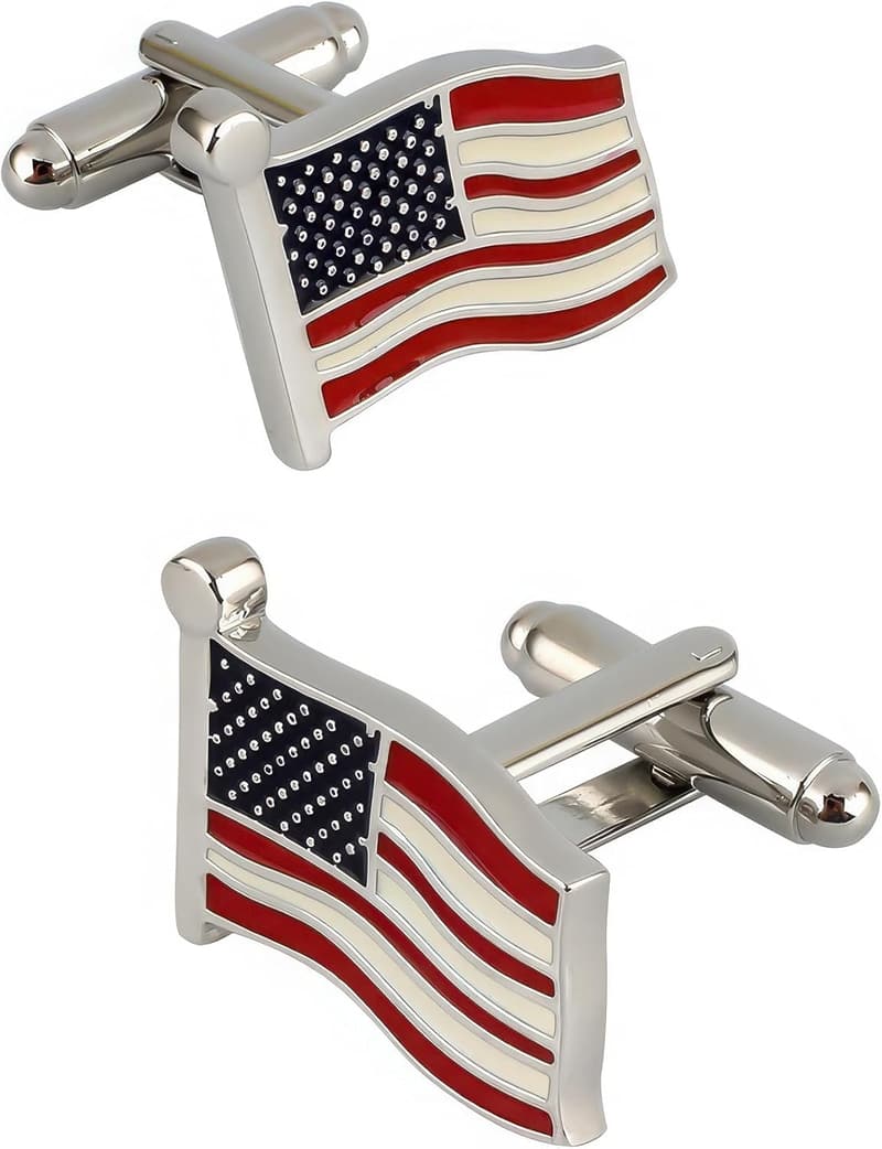 Manschettenknöpfe USA-Flagge – Amerikanisches Accessoire in Rot, Weiß, Blau