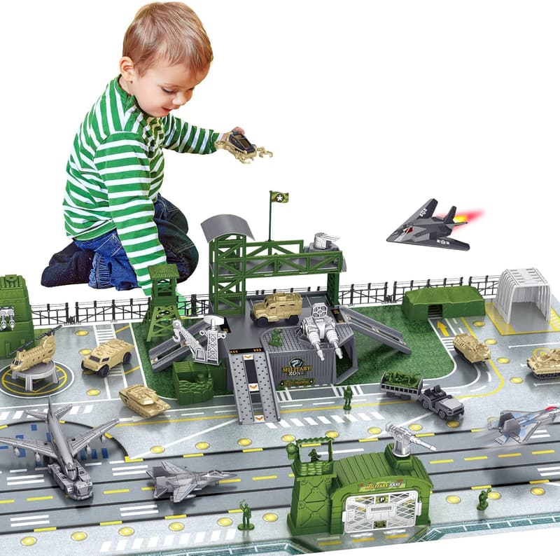 Militär Basis Spielzeug Set mit Fahrzeug und Zubehör für Kinder ab 3 Έτη