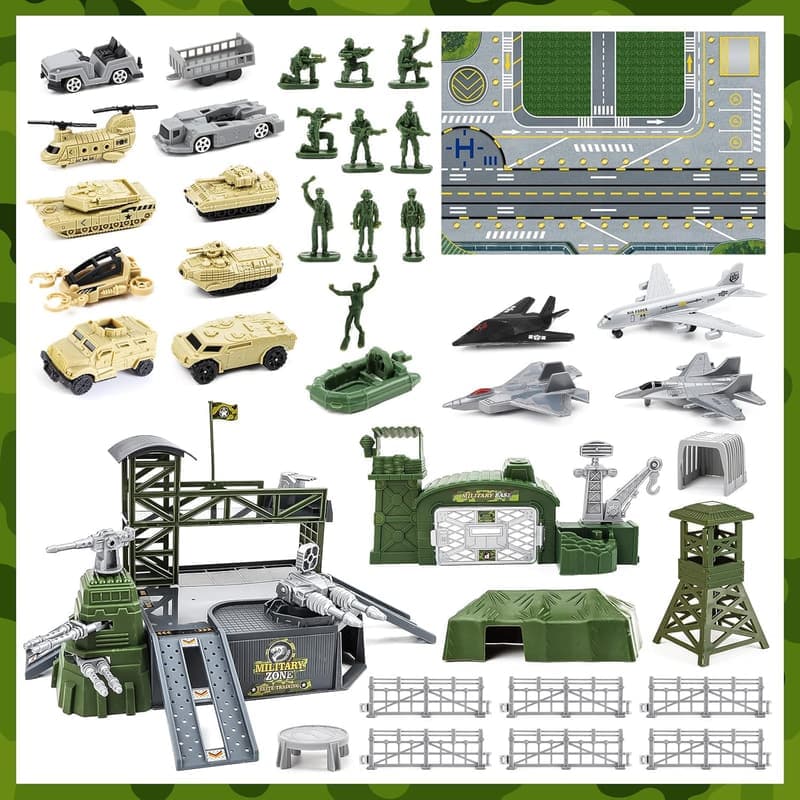 Militär Basis Spielzeug Set mit Fahrzeug und Zubehör für Kinder ab 3 Έτη