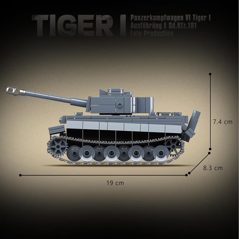 Tiger Panzer Modell 1:32 - 503 Teile mit Waffen, Spielzeug für 6+ Jahre