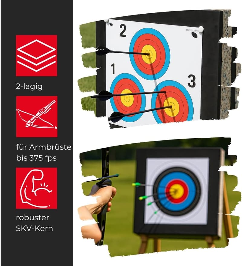 Stronghold Schaumscheibe für Armbrust – Wetterfest, 60x60x20 cm