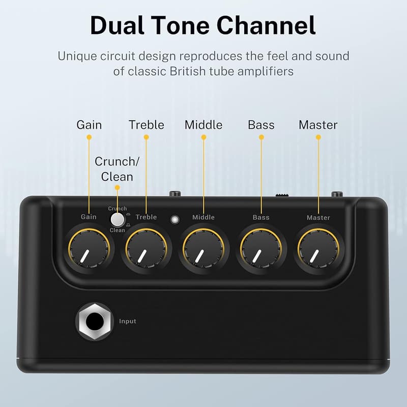 Portabler 5W Gitarrenverstärker mit britischem Retro-Sound