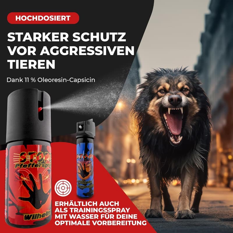 Hochdosiertes Wilhelm Pfefferspray zur Selbstverteidigung (ca. 2 Mio. Scoville) - 3 Dosen