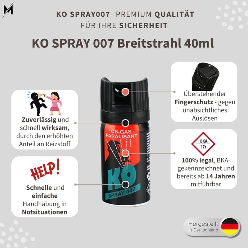 CS-Gas KO-Spray 007 zur Selbstverteidigung (40 ml)