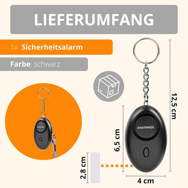 Taschenalarm Schlüsselanhänger mit LED-Licht – Panikalarm für Selbstverteidigung