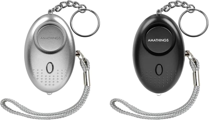 Taschenalarm-Set 2er Schwarz/Silber – 140 dB Schlüsselanhänger mit LED für Selbstverteidigung