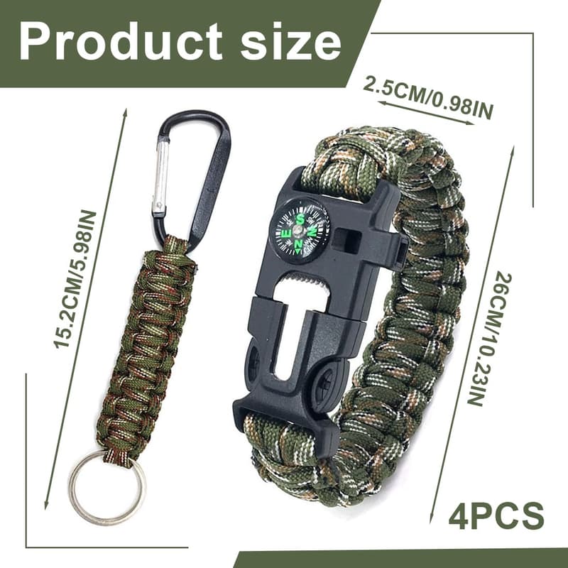 Multifunktionales Paracord-Armband mit Kompass für Outdoor-Aktivitäten