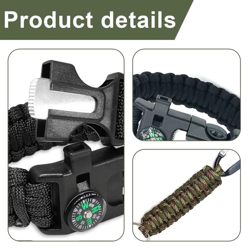 Multifunktionales Paracord-Armband mit Kompass für Outdoor-Aktivitäten