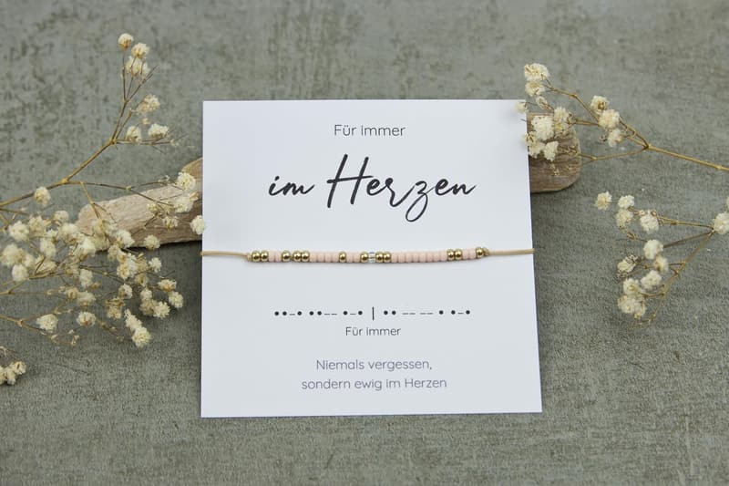 Handgefertigtes Gedenkschmuck-Armband im Morsecode 'Für immer' – verstellbar aus Nylon
