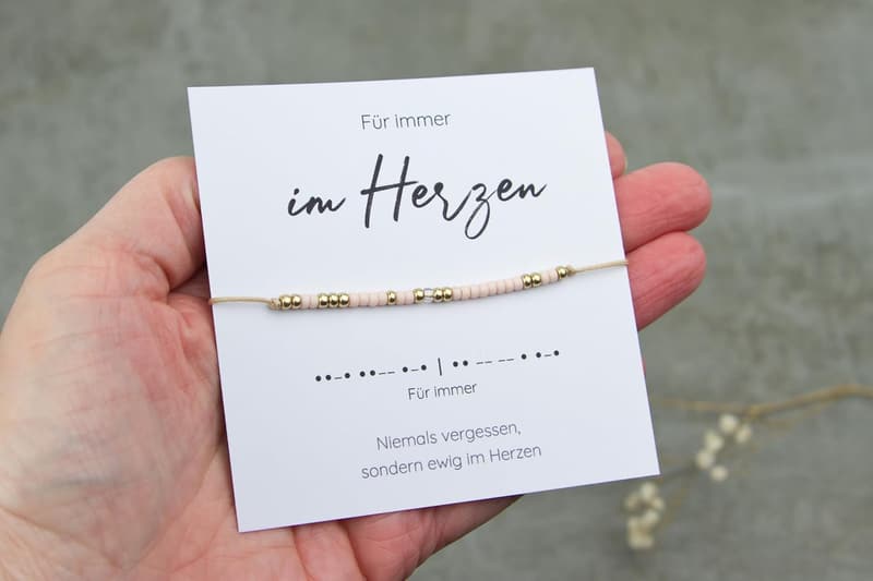 Handgefertigtes Gedenkschmuck-Armband im Morsecode 'Für immer' – verstellbar aus Nylon
