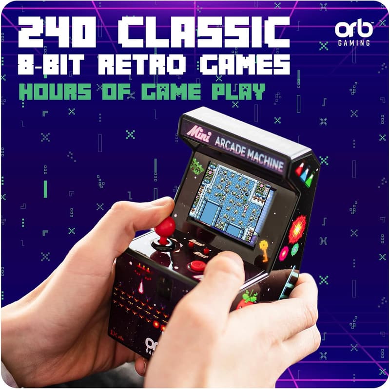 Mini-Arcademaschine mit 240 Retro-Spielen – 8-Bit, 2,5 Zoll Bildschirm
