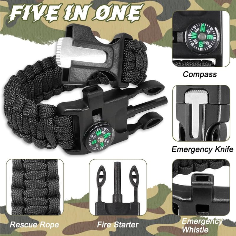 Survival-Armband 5 in 1 Set für Herren und Damen - Outdoor Kit