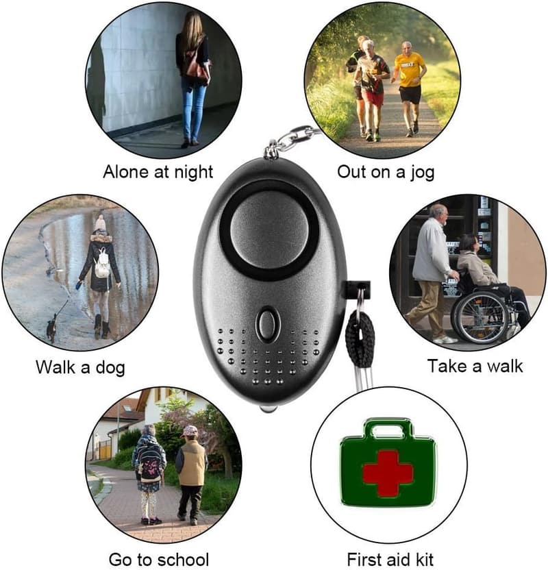 Persönlicher Notfallalarm 140 dB im 3er Pack mit LED-Taschenlampe