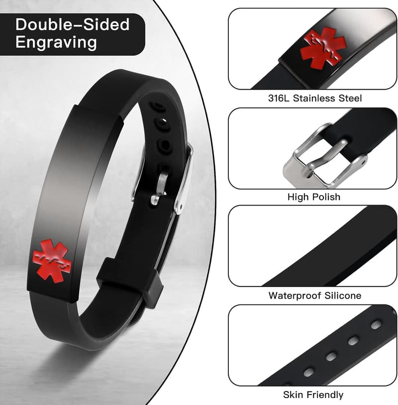 Personalisierbares medizinisches Notfall-Armband für Damen