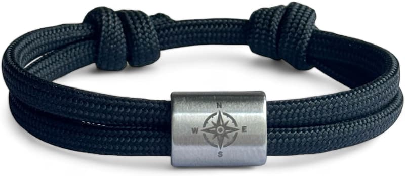 Personalisierbares Segeltau-Armband mit Edelstahl-Charm für Männer