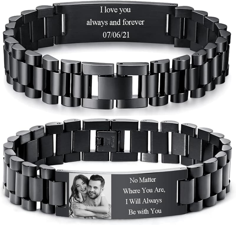 Personalisierbares Edelstahl-Armband für Papa – Gravur Geschenk zum Geburtstag