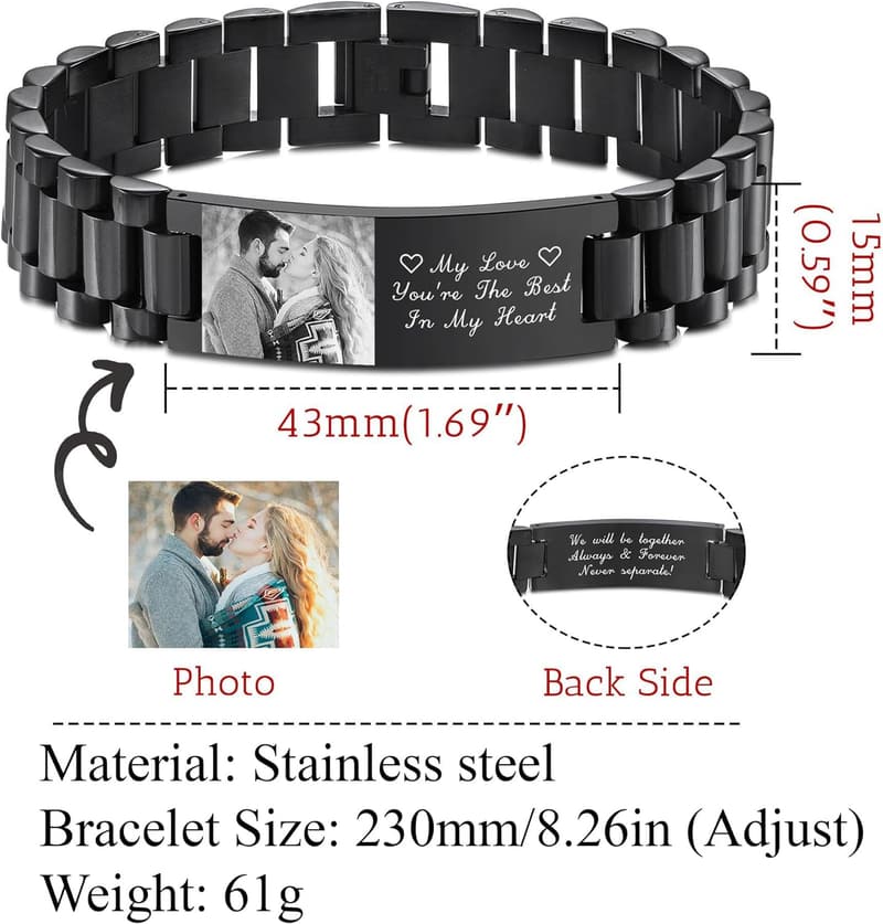 Personalisierbares Edelstahl-Armband für Papa – Gravur Geschenk zum Geburtstag