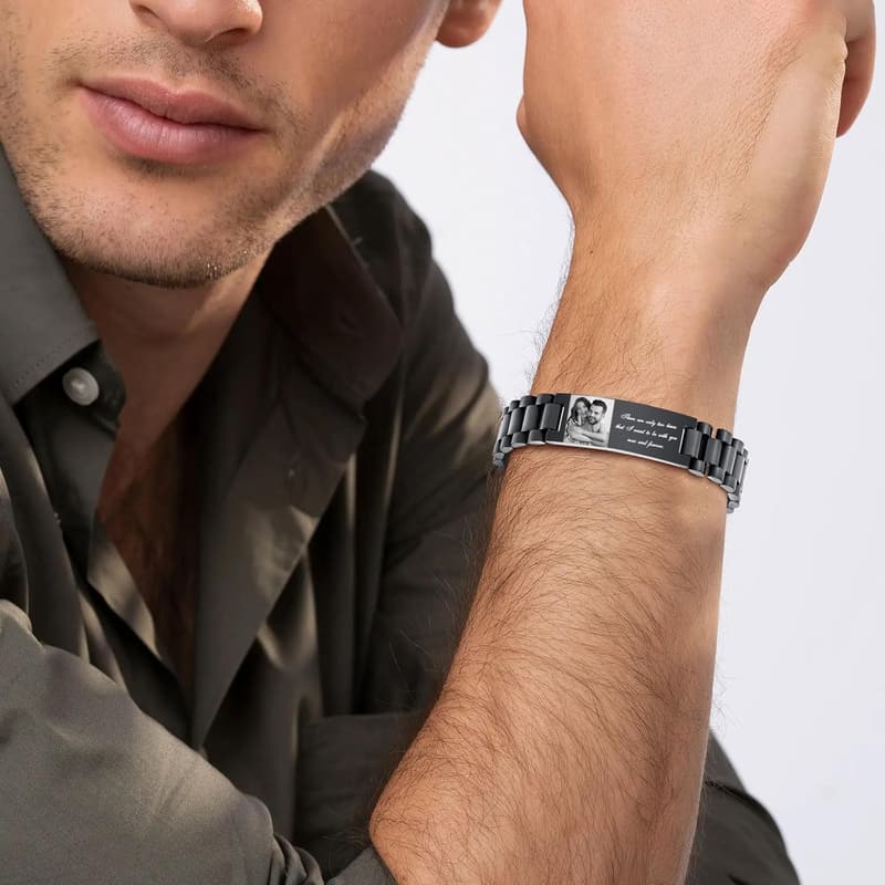 Personalisierbares Edelstahl-Armband für Papa – Gravur Geschenk zum Geburtstag