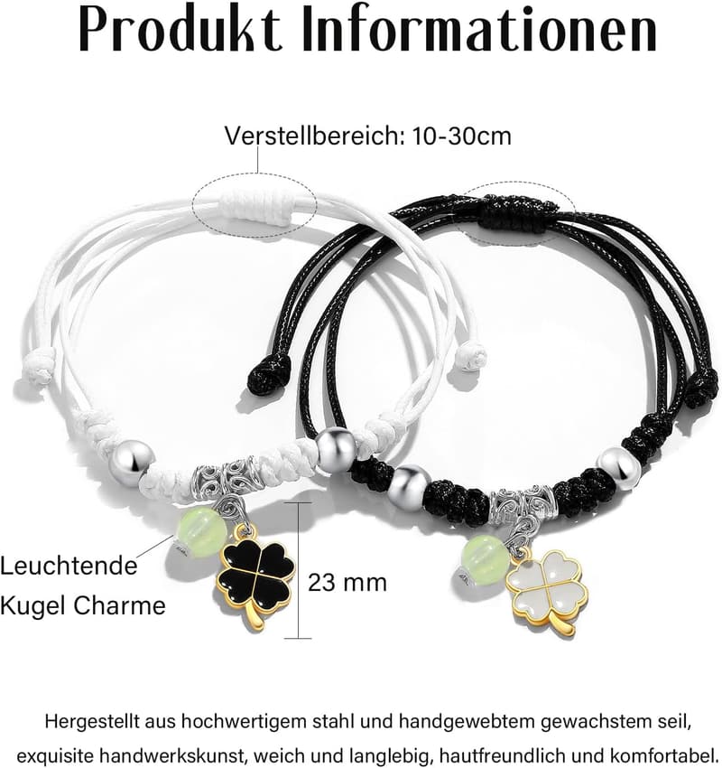 Partnerarmband für Fernbeziehungen - Geschenk für Paare zu Weihnachten und Valentinstag
