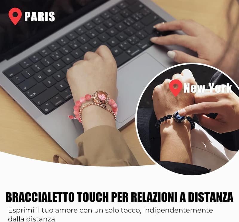 Berührung Armband für Paare - Vibration & Licht, 316L Edelstahl