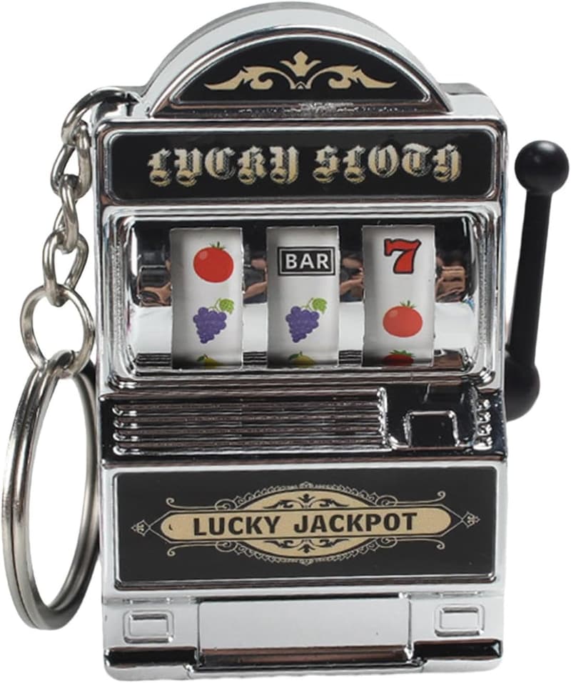 Mini-Spielautomaten-Schlüsselanhänger aus Silber – Valentinstagsgeschenk