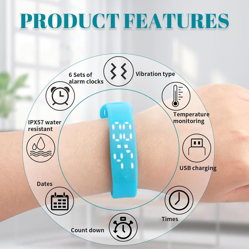 Vibrationsalarm-Armband mit 6 Alarmen für Schlafende und Hörgeschädigte
