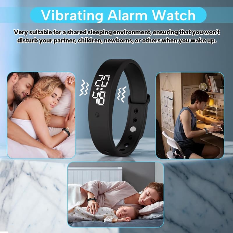 Vibrationsalarm-Armband für Tiefschläfer – wasserdicht, USB-ladbar
