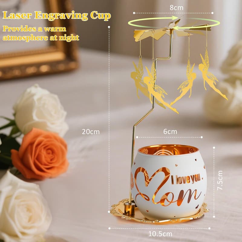 Geburtstagsgeschenk für Mama: Graviertes Windlicht mit Teetablett