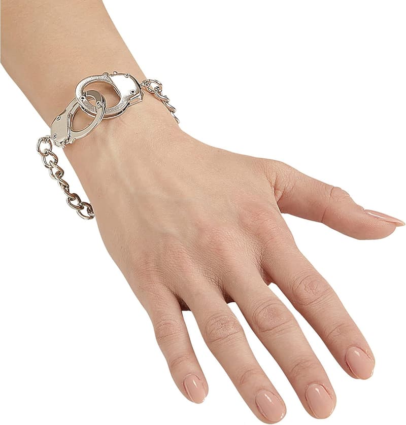 Silberfarbenes Handschellen-Armband für Erwachsene