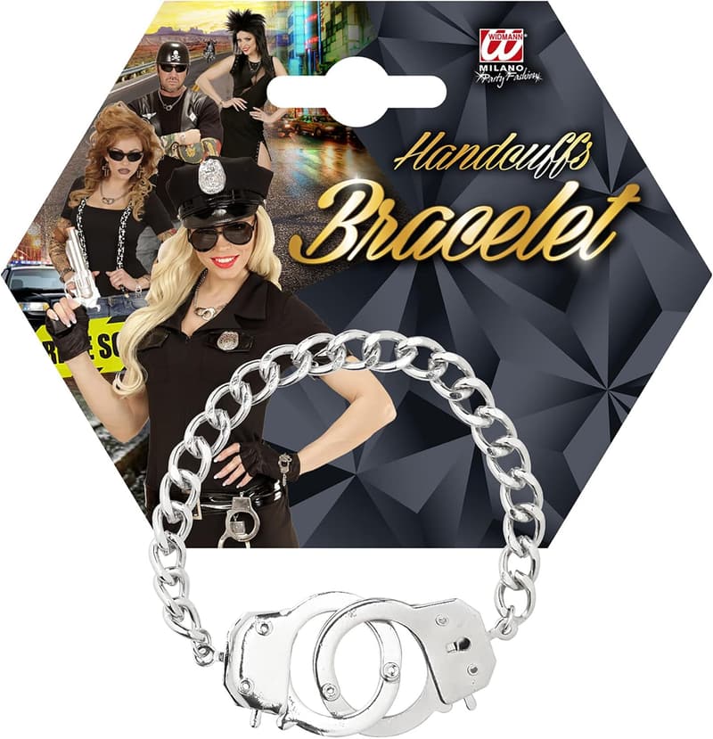 Silberfarbenes Handschellen-Armband für Erwachsene