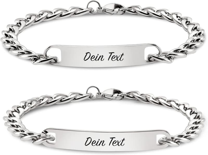 Personalisierte Partnerarmbänder mit Gravur für Paare (2 Stück)
