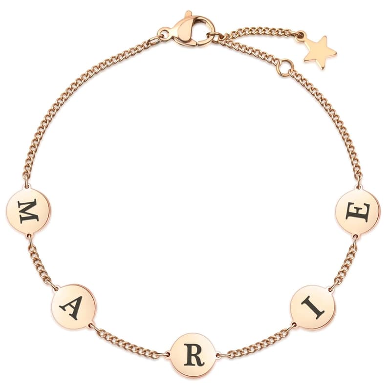 Personalisierbares Armband aus Edelstahl in Roségold für Mütter und Töchter
