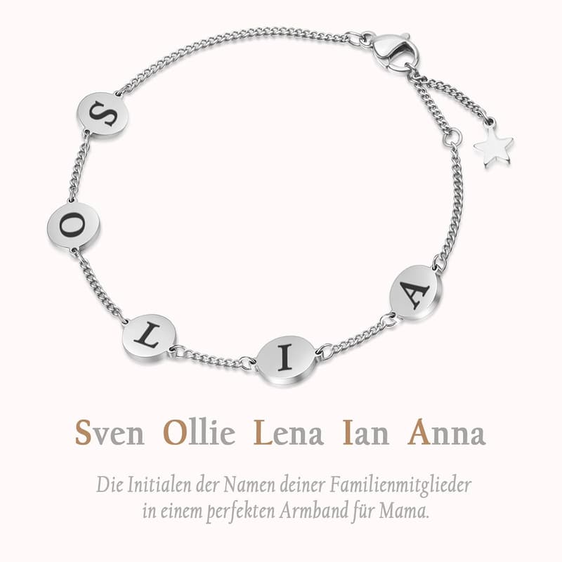 Personalisierbares Armband aus Edelstahl in Roségold für Mütter und Töchter