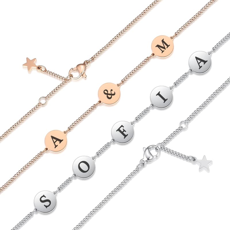 Personalisierbares Armband aus Edelstahl in Roségold für Mütter und Töchter