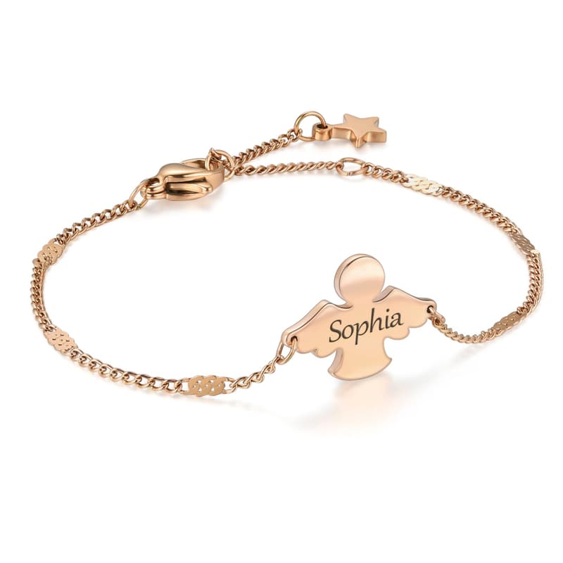 Personalisiertes Schutzengel Armband mit Gravur für Mädchen