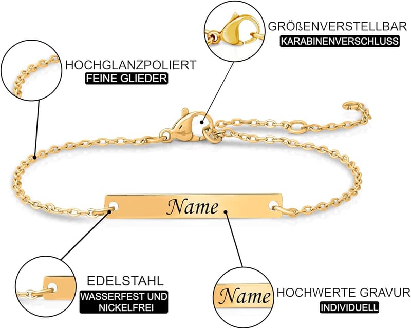 Personalisierte Gravur-Armbänder für Frauen als Geschenk