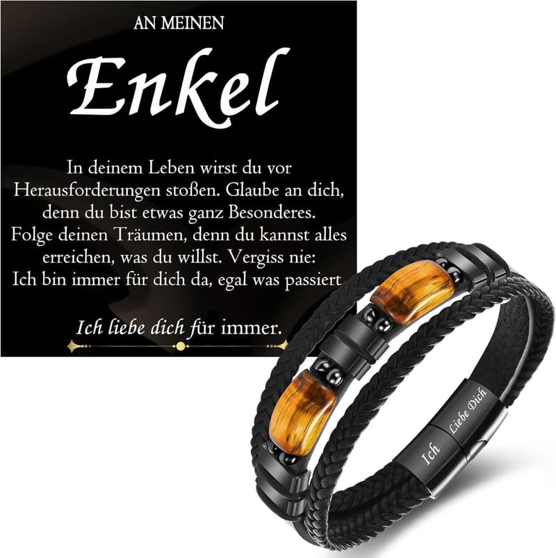 Lederarmband mit gravierter Liebe – Geschenk für Männer zum Geburtstag